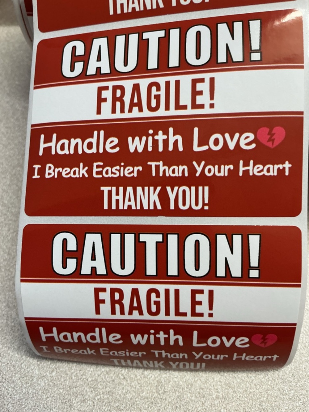 50 Handle With Love Fragile Stickers Caution Shipping Labels